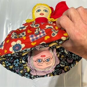 Vintage topsy turvy flip doll, little red riding hood and the wolf